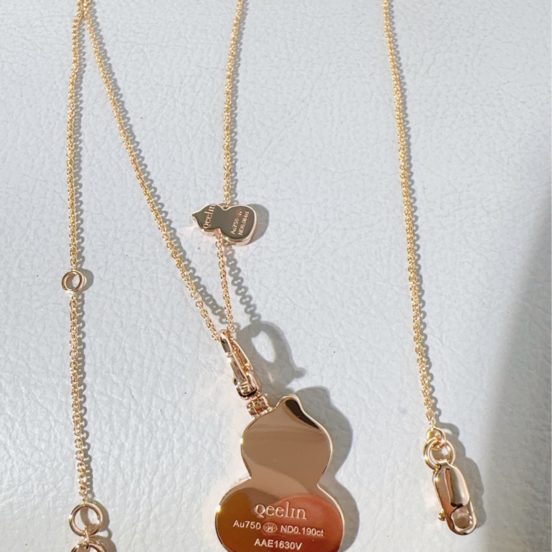 Qeelin麒麟 Wulu系列 紅瑪瑙雙葫蘆吊墜項鍊，中號 尺寸13.8×18.4mm-6