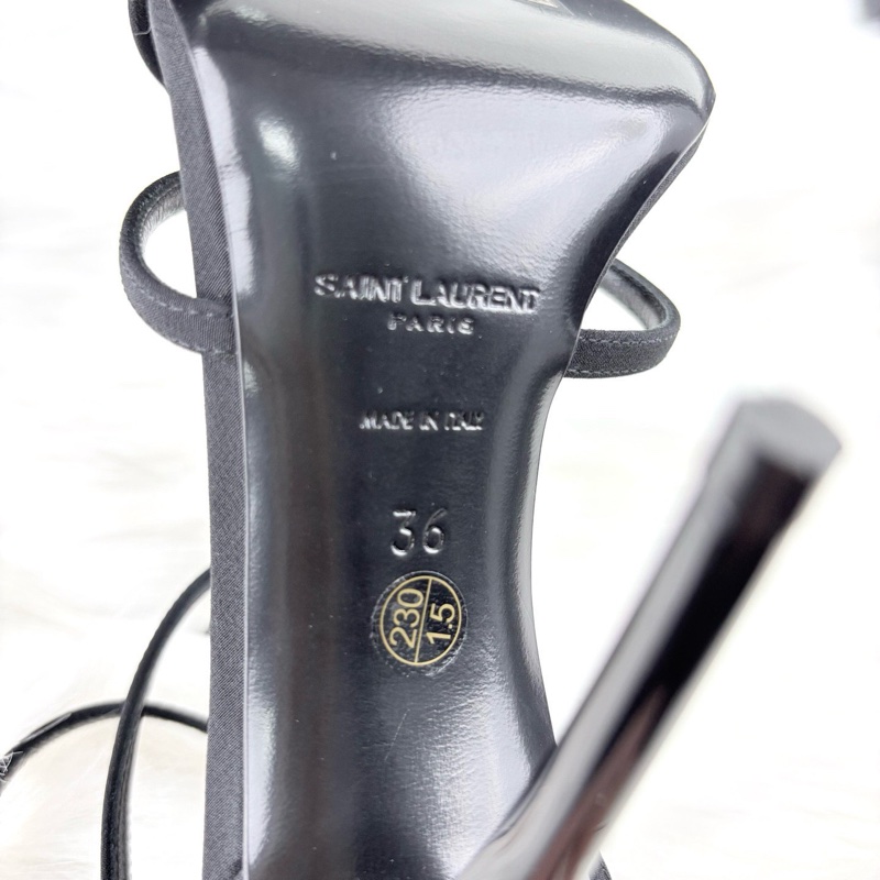 全新SAINT LAURENT YSL聖羅蘭黑色大Logo漆皮高跟鞋 尺碼36-13