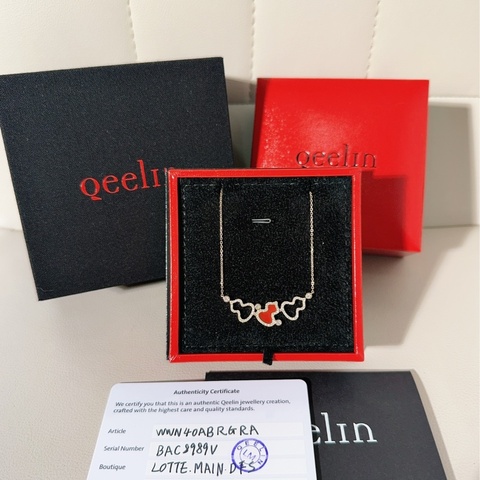 Qeelin麒麟 Wulu系列 18K玫瑰金滿鑽紅瑪瑙三葫蘆項鍊