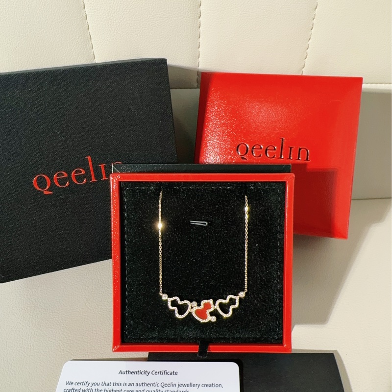 Qeelin麒麟 Wulu系列 18K玫瑰金滿鑽紅瑪瑙三葫蘆項鍊-1