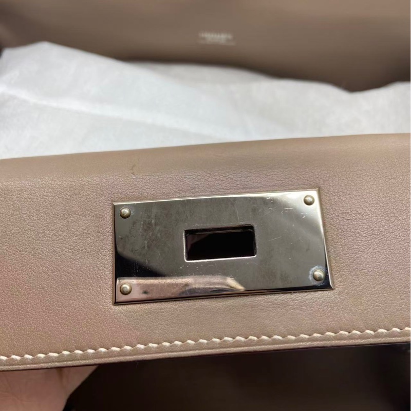 Hermes愛馬仕toolbox26牛奶盒子大象灰銀扣R刻，邊角五金內里有磨損划痕-8