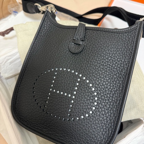 Hermes mini evelyne 黑色銀扣 近全新 愛馬仕 迷你依芙琳 black sliver hw
