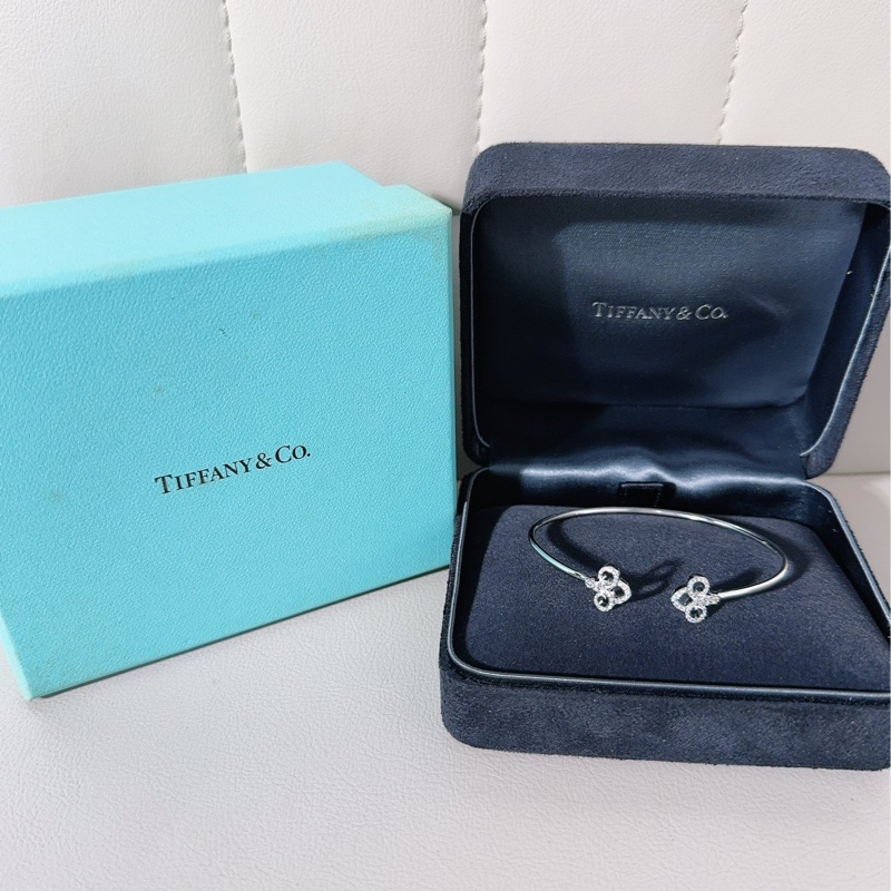 Tiffany 蒂芙尼 Keys系列 鳶尾花 白金滿鑽手鐲-0