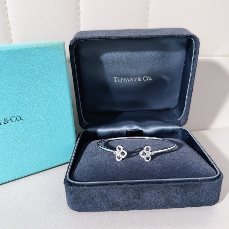 Tiffany 蒂芙尼 Keys系列 鳶尾花 白金滿鑽手鐲-1