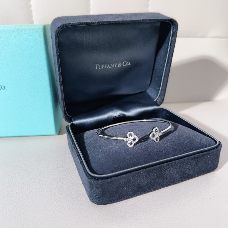 Tiffany 蒂芙尼 Keys系列 鳶尾花 白金滿鑽手鐲-2