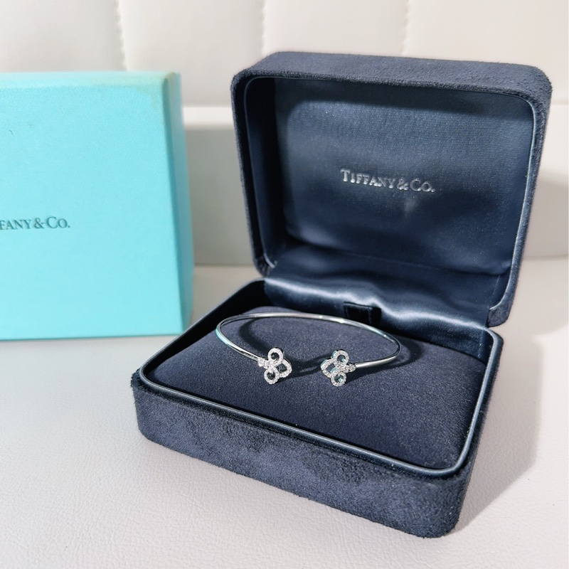 Tiffany 蒂芙尼 Keys系列 鳶尾花 白金滿鑽手鐲-3