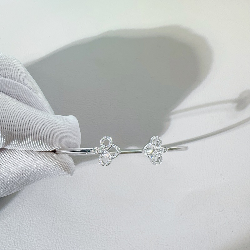 Tiffany 蒂芙尼 Keys系列 鳶尾花 白金滿鑽手鐲-4