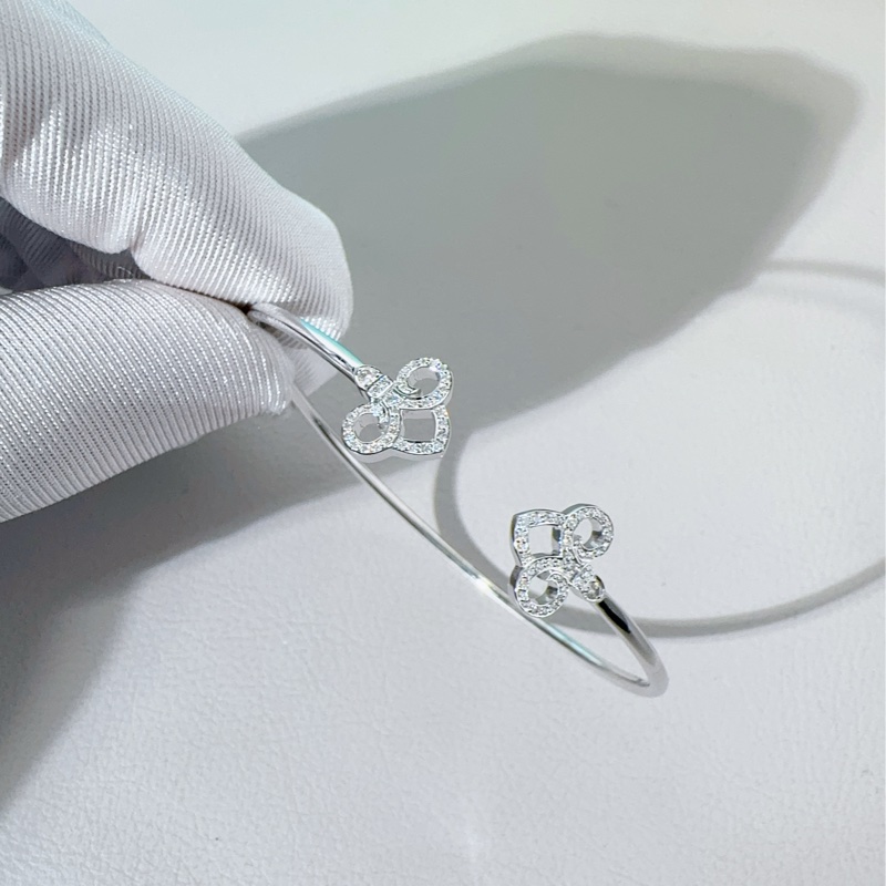 Tiffany 蒂芙尼 Keys系列 鳶尾花 白金滿鑽手鐲-5