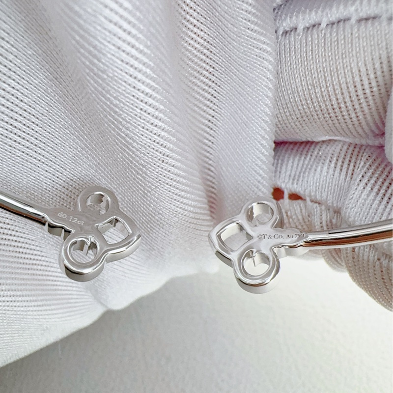 Tiffany 蒂芙尼 Keys系列 鳶尾花 白金滿鑽手鐲-6