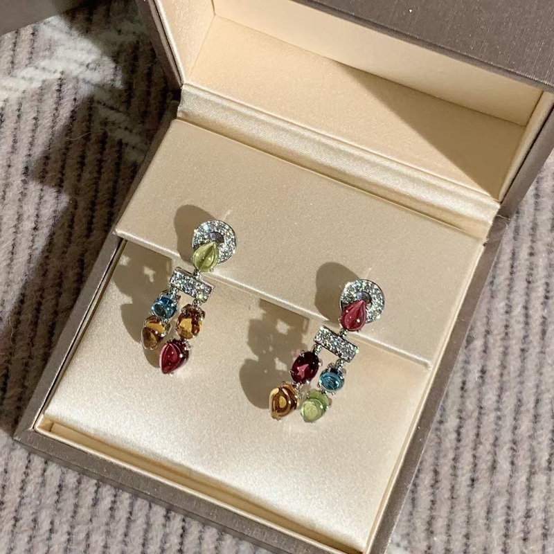 Bvlgari寶格麗Allegra高珠系列彩寶耳環耳釘 上身大氣-6