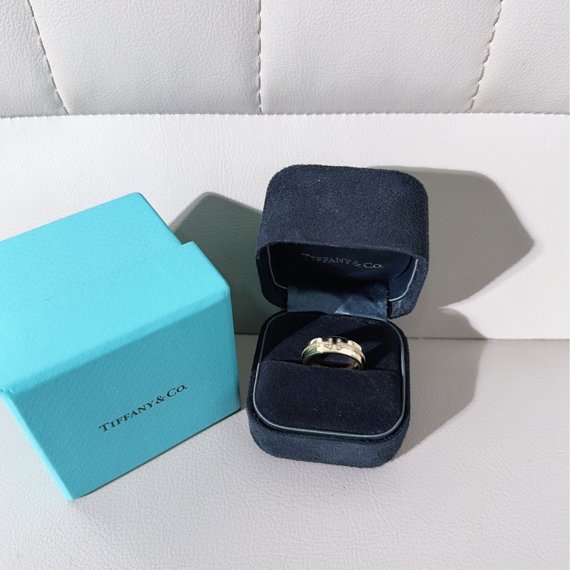 Tiffany蒂芙尼 T系列 18K黃金鑲鑽戒指 50號-1