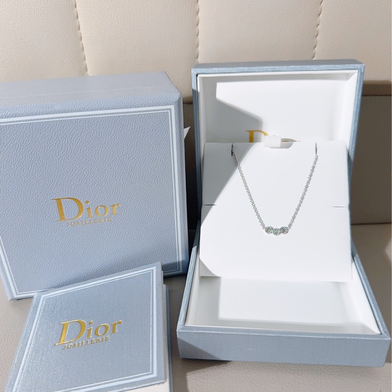 Dior迪奧 Mimiopse 18k白金三鑽項鍊-0