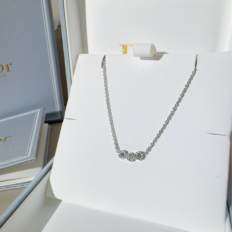 Dior迪奧 Mimiopse 18k白金三鑽項鍊-4