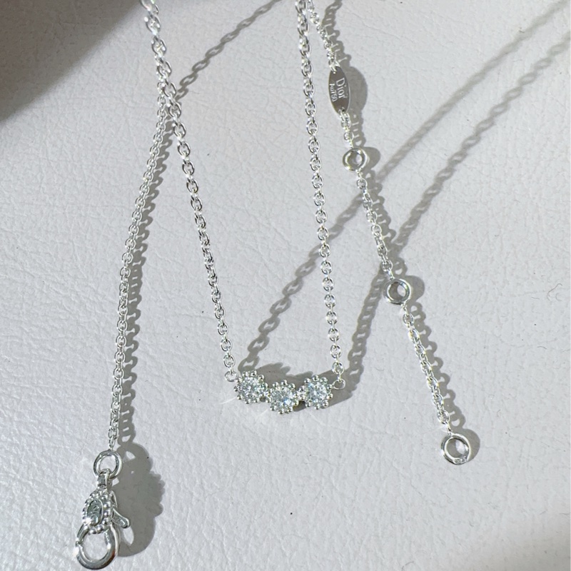 Dior迪奧 Mimiopse 18k白金三鑽項鍊-5