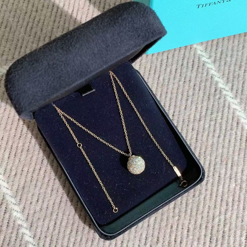 Tiffany HardWear系列球球玫瑰金滿鑽項鍊-1