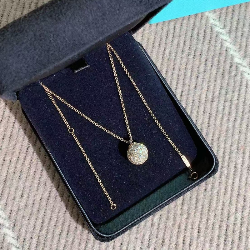 Tiffany HardWear系列球球玫瑰金滿鑽項鍊-5