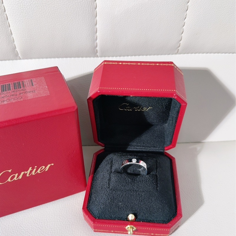 Cartier卡地亞 LOVE系列 18K白金單鑽戒指-1
