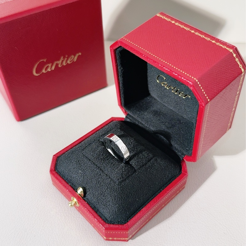 Cartier卡地亞 LOVE系列 18K白金單鑽戒指-3