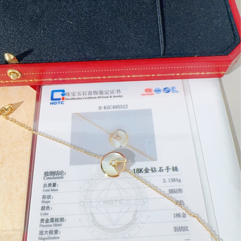 Cartier卡地亞 Amulette de Cartier 白貝母鑽石手鍊，超小號款-5
