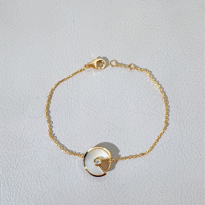 Cartier卡地亞 Amulette de Cartier 白貝母鑽石手鍊，超小號款-6