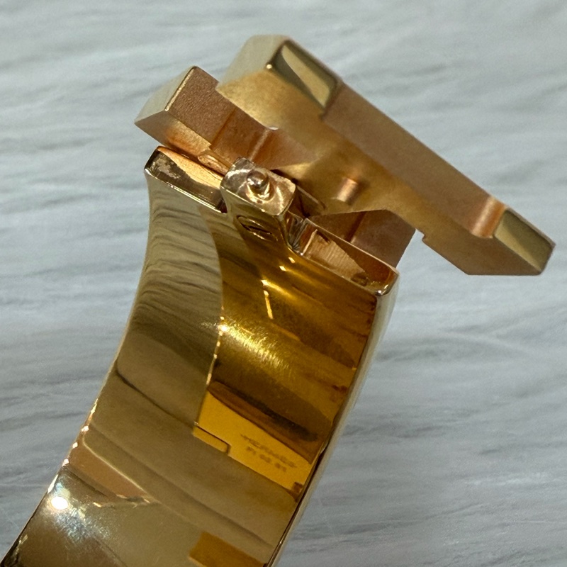 HERMES  金色 丁香紫 艷藍 琺瑯 CLIC H LOGO 寬版 手環 手鐲-15