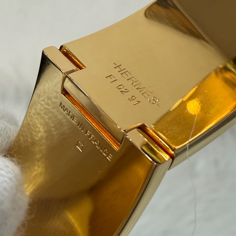 HERMES  金色 丁香紫 艷藍 琺瑯 CLIC H LOGO 寬版 手環 手鐲-20