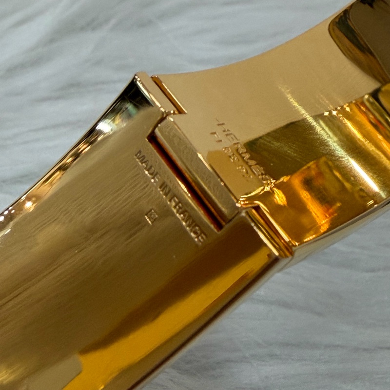 HERMES  金色 丁香紫 艷藍 琺瑯 CLIC H LOGO 寬版 手環 手鐲-21