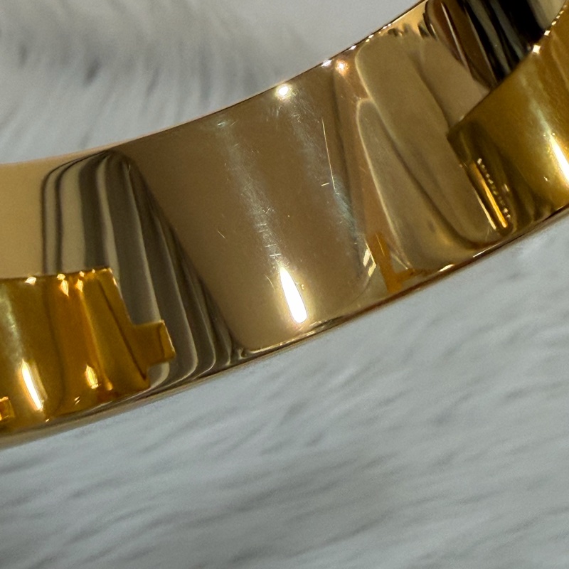 HERMES  金色 丁香紫 艷藍 琺瑯 CLIC H LOGO 寬版 手環 手鐲-22