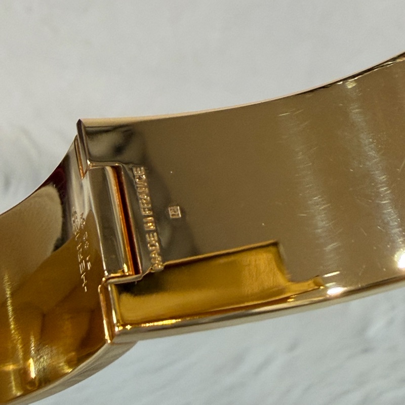 HERMES  金色 丁香紫 艷藍 琺瑯 CLIC H LOGO 寬版 手環 手鐲-23