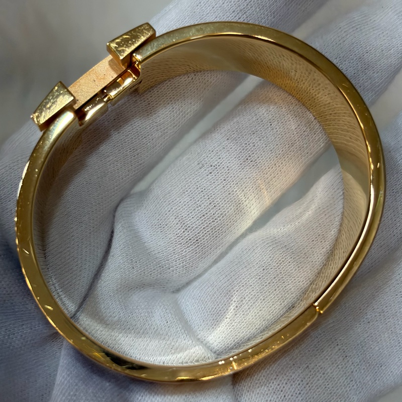 HERMES  金色 丁香紫 艷藍 琺瑯 CLIC H LOGO 寬版 手環 手鐲-24