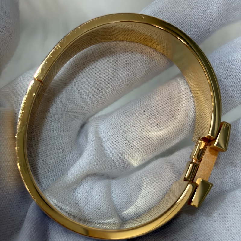 HERMES  金色 丁香紫 艷藍 琺瑯 CLIC H LOGO 寬版 手環 手鐲-25