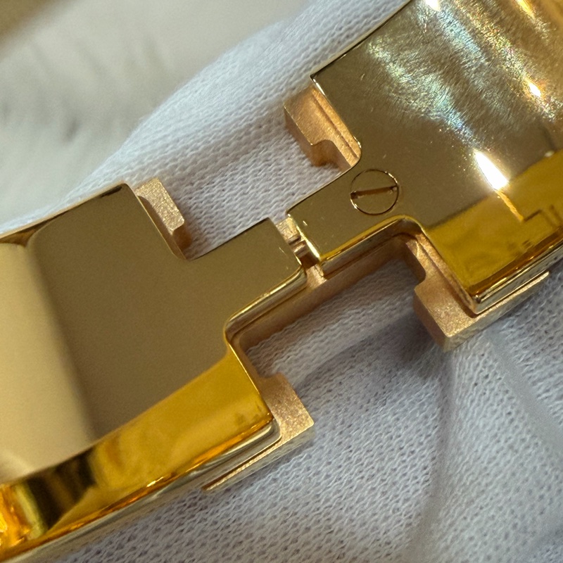 HERMES  金色 丁香紫 艷藍 琺瑯 CLIC H LOGO 寬版 手環 手鐲-26