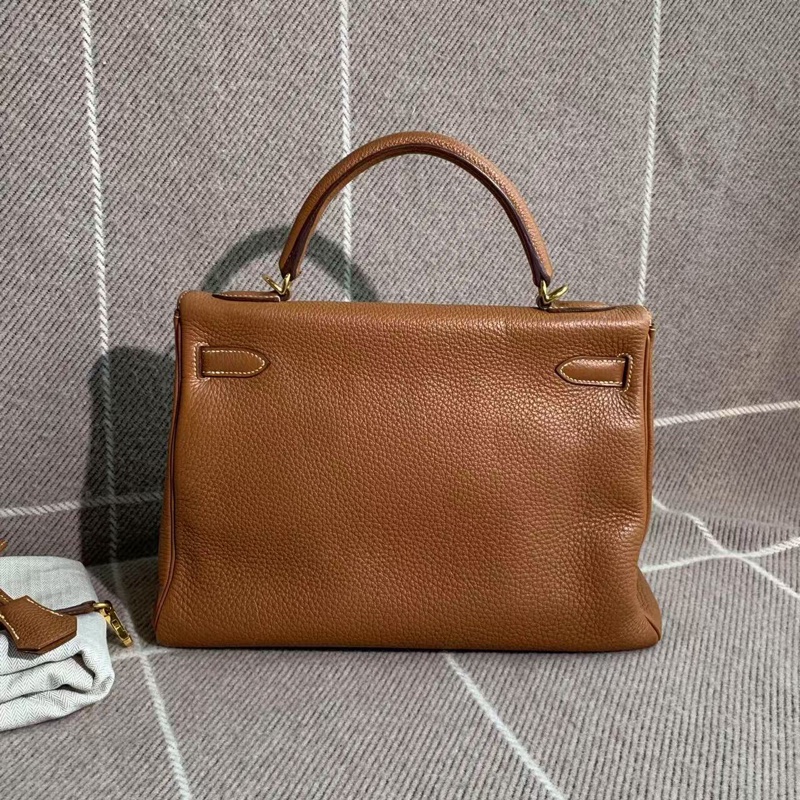 Hermes愛馬仕Kelly32金棕色Togo皮金扣O刻-1