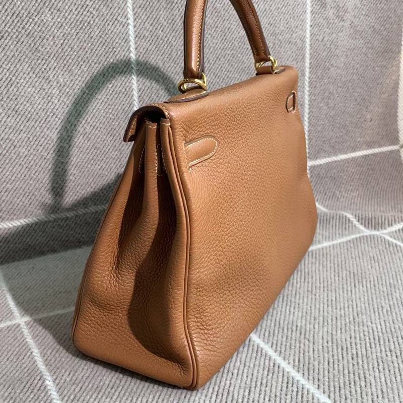 Hermes愛馬仕Kelly32金棕色Togo皮金扣O刻-7