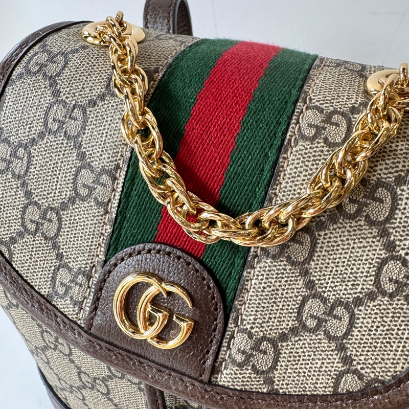 Gucci Ophidia 帆布 經典 老花 紅綠紅Mini 迷你後背包 795221-3