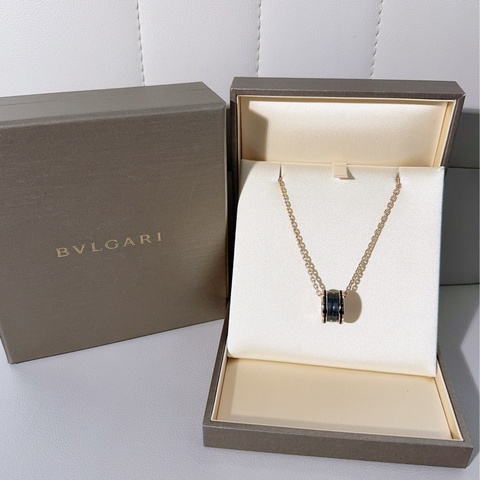 BVLGARI寶格麗 B.zero1系列 18K玫瑰金黑陶瓷彈簧項鍊
