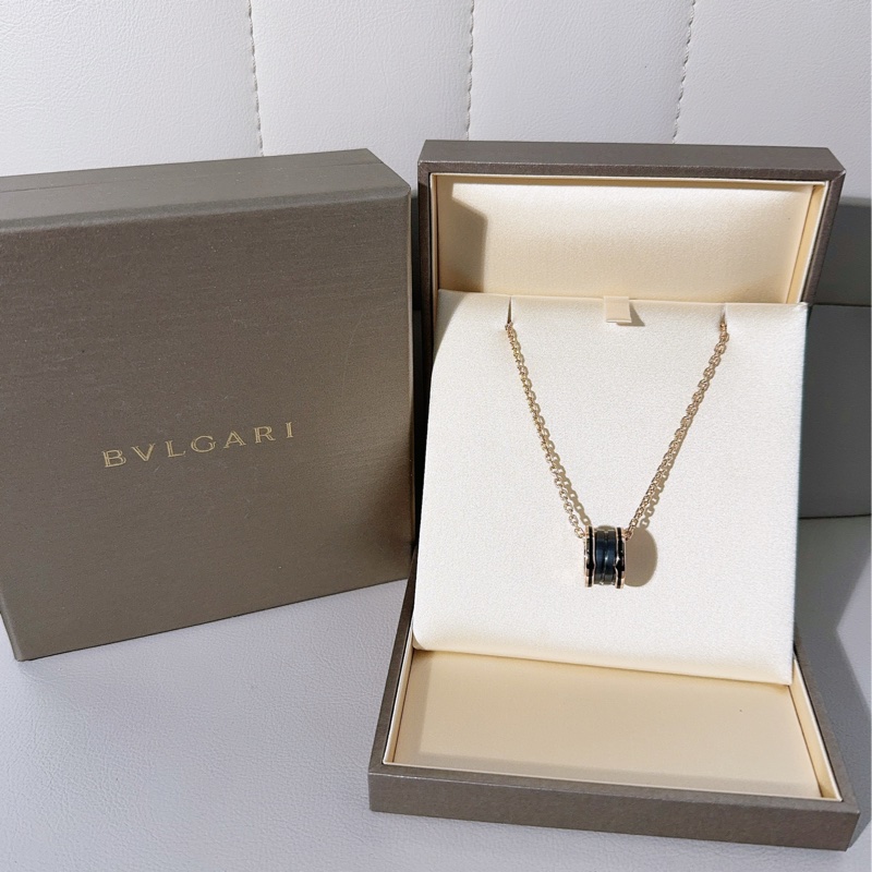 BVLGARI寶格麗 B.zero1系列 18K玫瑰金黑陶瓷彈簧項鍊-0