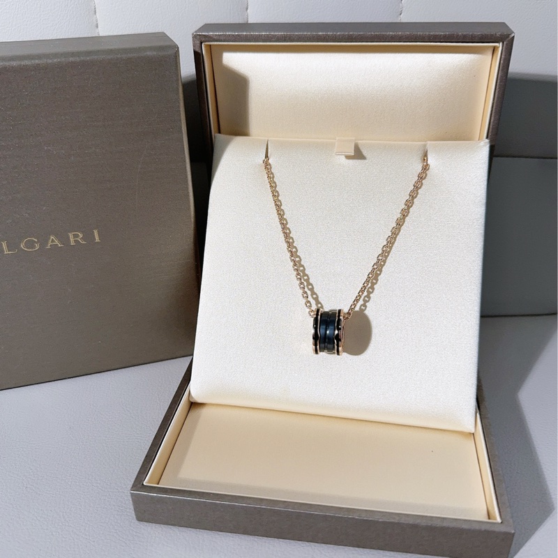 BVLGARI寶格麗 B.zero1系列 18K玫瑰金黑陶瓷彈簧項鍊-1