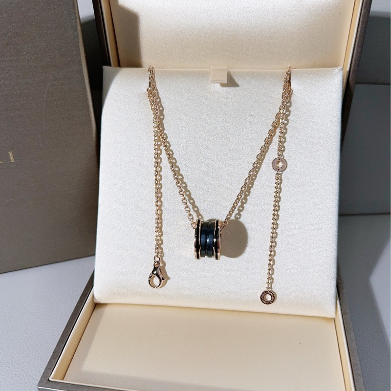 BVLGARI寶格麗 B.zero1系列 18K玫瑰金黑陶瓷彈簧項鍊-2