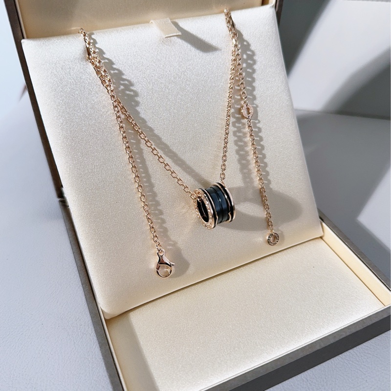 BVLGARI寶格麗 B.zero1系列 18K玫瑰金黑陶瓷彈簧項鍊-3