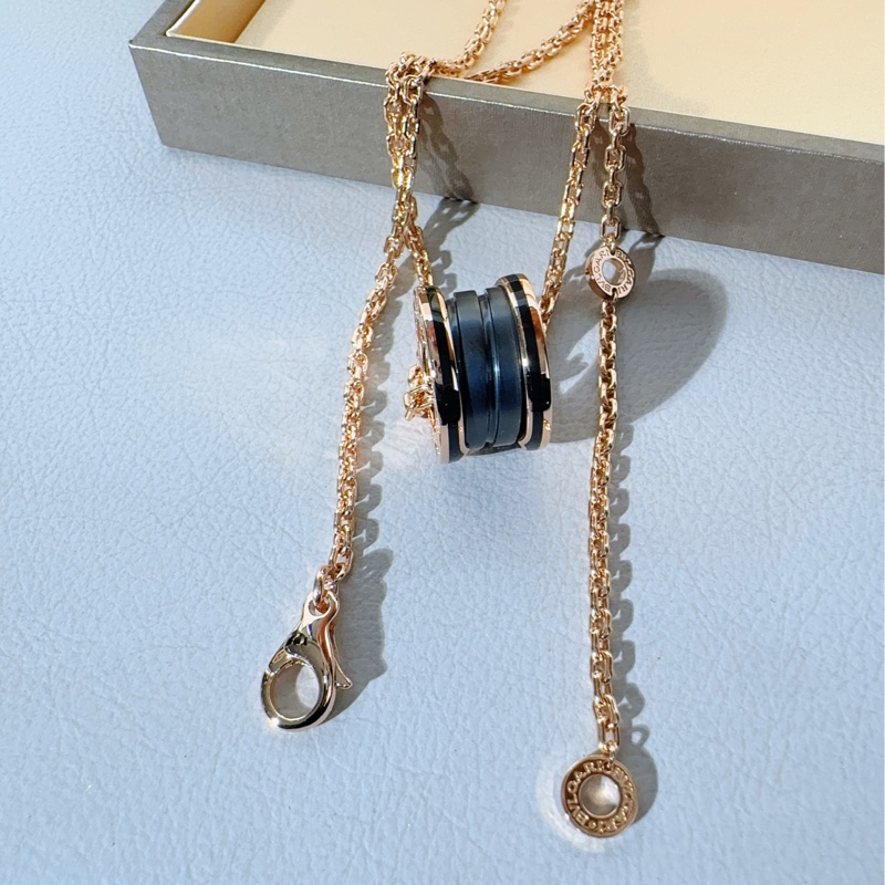 BVLGARI寶格麗 B.zero1系列 18K玫瑰金黑陶瓷彈簧項鍊-5