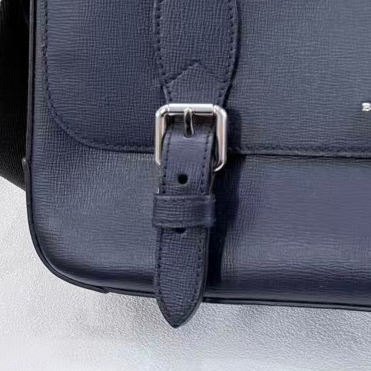 99新 Burberry 巴寶莉深藍色牛皮男士公文包斜挎包郵差包 肩帶可以任意調節 單肩斜挎都可以-3