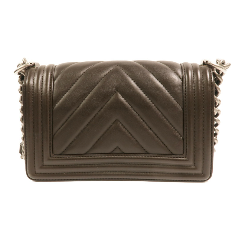 CHANEL 牛皮皮革Boy 20銀扣鏈帶肩背袋-1