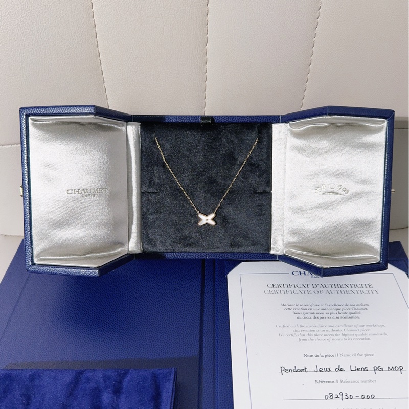 Chaumet尚美巴黎 Liens緣系·一生系列 白貝母交叉項鍊-1