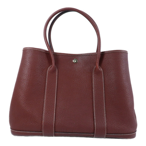 HERMES 【Hermes Fair】Negonda皮革Garden Party PM銀扣手挽袋Rouge H