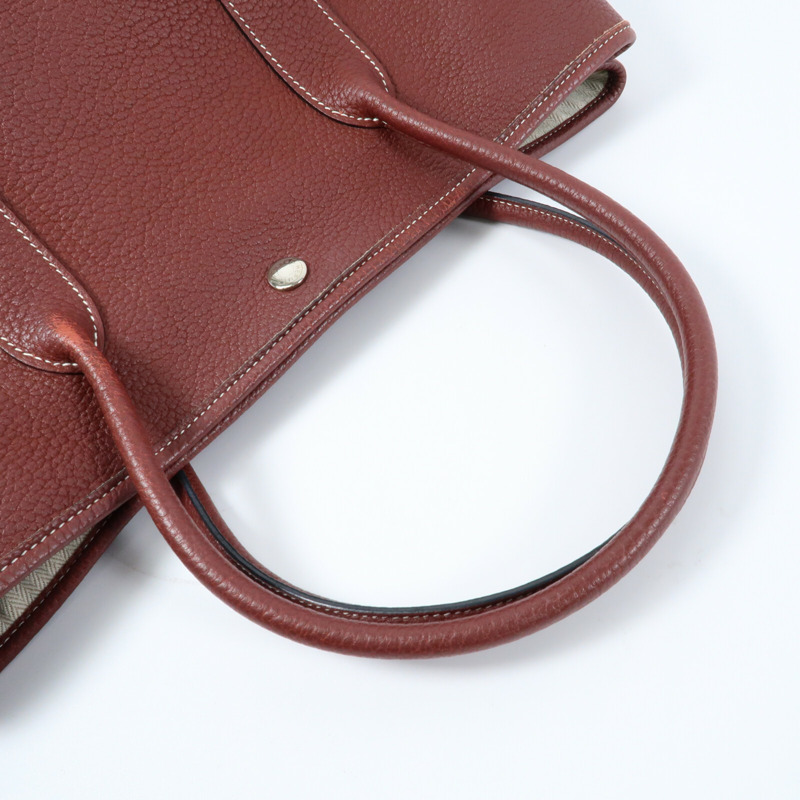 HERMES 【Hermes Fair】Negonda皮革Garden Party PM銀扣手挽袋Rouge H-5