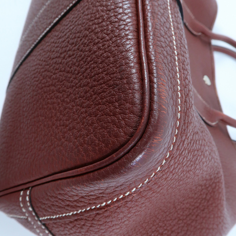 HERMES 【Hermes Fair】Negonda皮革Garden Party PM銀扣手挽袋Rouge H-7