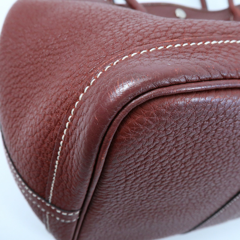 HERMES 【Hermes Fair】Negonda皮革Garden Party PM銀扣手挽袋Rouge H-8