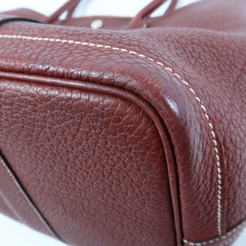 HERMES 【Hermes Fair】Negonda皮革Garden Party PM銀扣手挽袋Rouge H-9