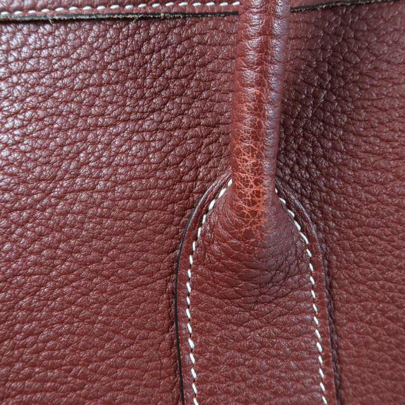 HERMES 【Hermes Fair】Negonda皮革Garden Party PM銀扣手挽袋Rouge H-11